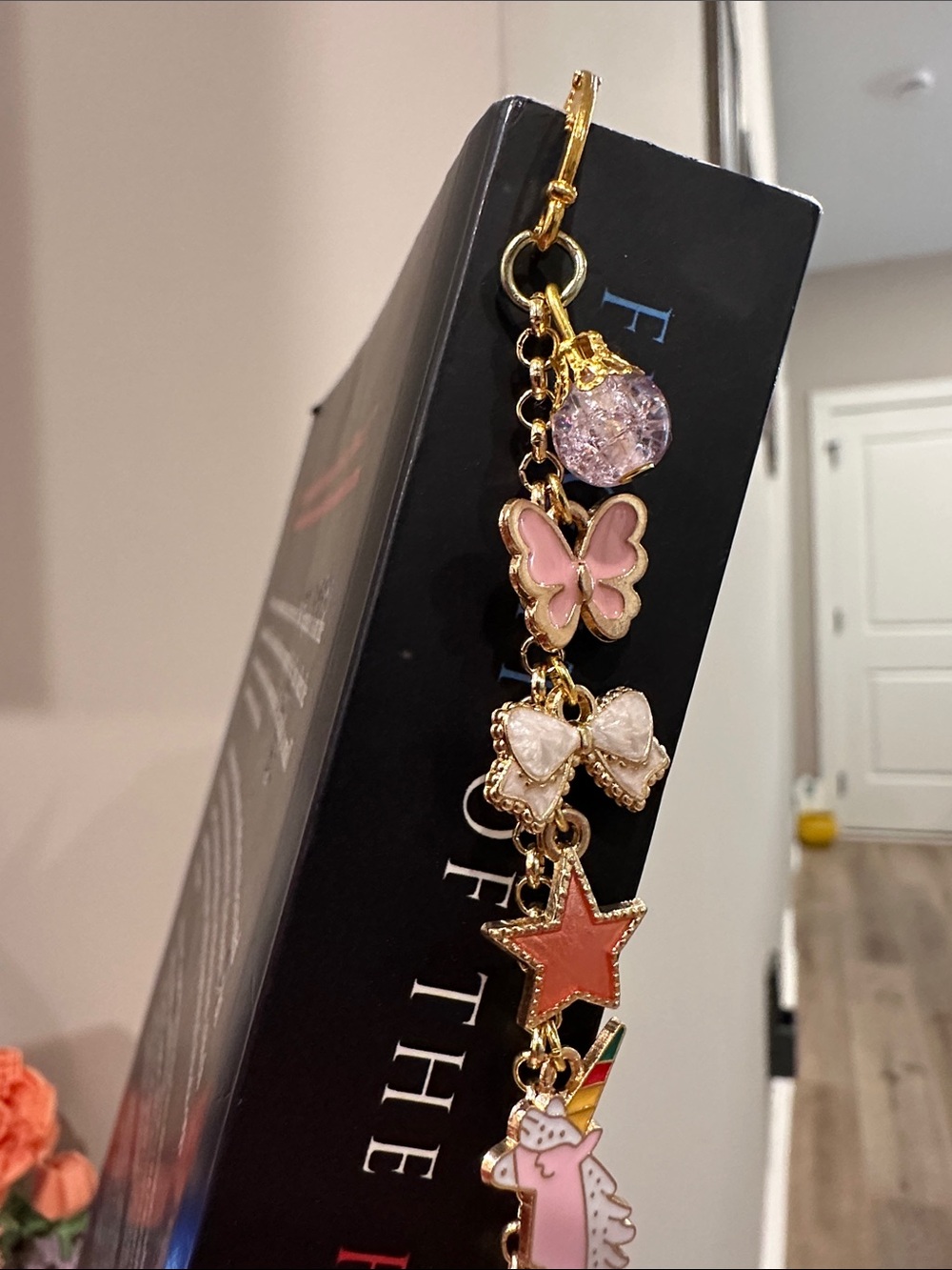 Pink Charm Bookmark with Unicorn, Butterfly & Daisy - Picture 2 of 5